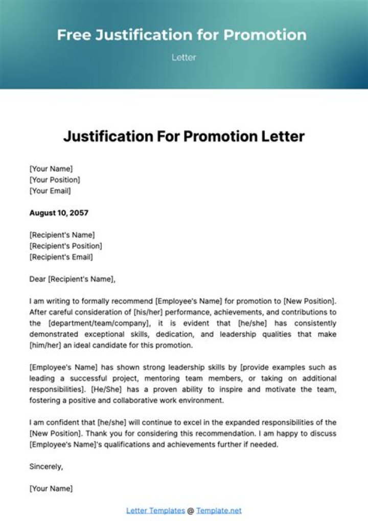 How do you write justification for employee promotion