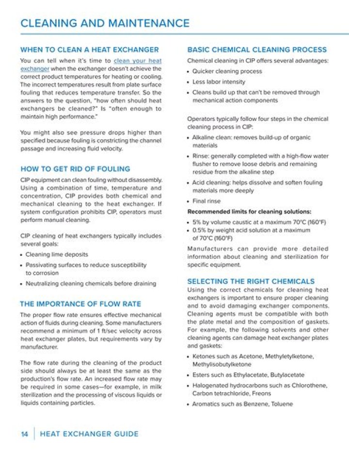 How often should heat exchangers be cleaned