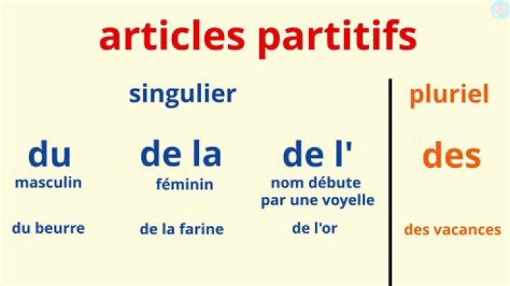 Quels sont les articles Partitifs